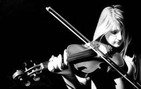 Violin player in recording studio photo